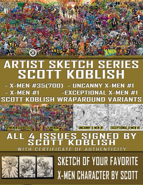 Artist Sketch Series: X-MEN 4 Issue Set with SIGNED with SKETCH by Scott Koblish (LAST CHANCE)