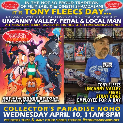Tony Fleecs Works at our shop for Uncanny Valley #1 Release!